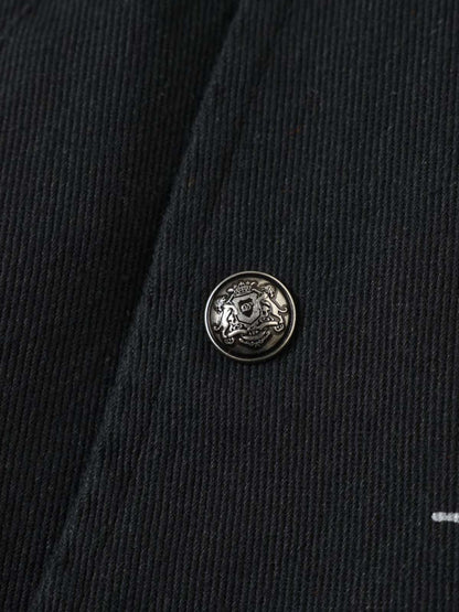 Asymmetric Button-Front Letter Graphic Jacket