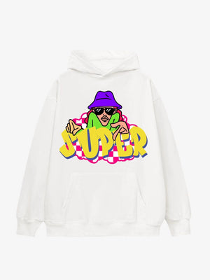 Colorful Graphic Hoodie with 'SUPER' Design 