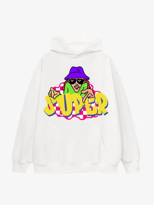 Colorful Graphic Hoodie with 'SUPER' Design 