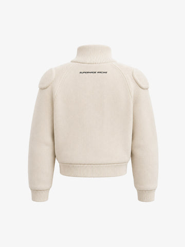 Scorpion Embroidered Padded Cropped Zip Sweater