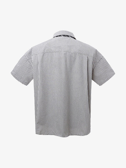 Tie Contrast Stitching Casual Plaid Shirt 
