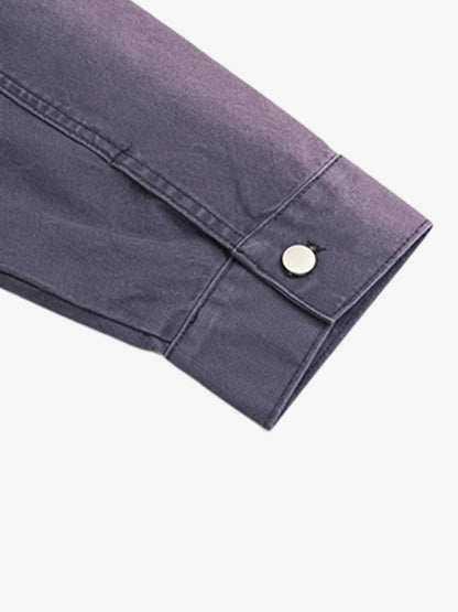 Washed Gradient Embroidered Zip Jacket 