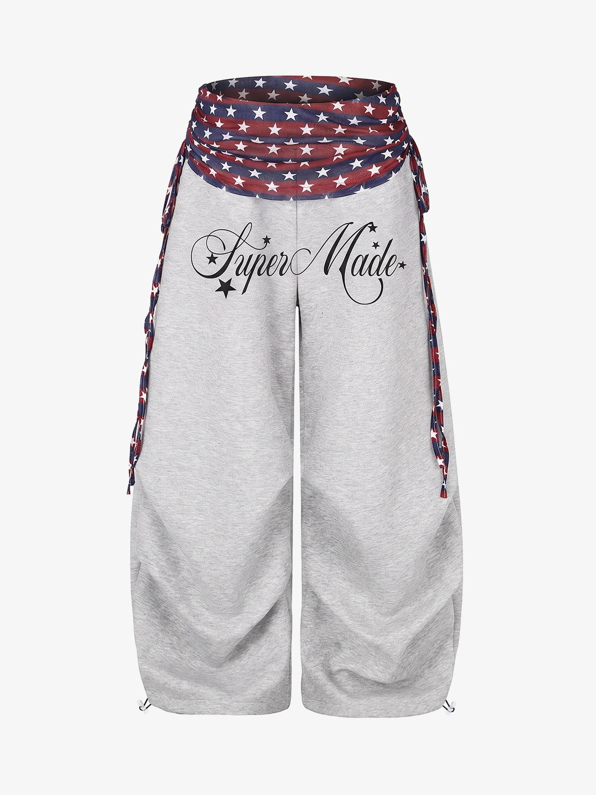 Star Stripe Lace-Up Curved-Leg Trousers