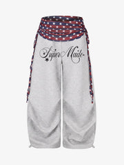 Star Stripe Lace-Up Curved-Leg Trousers