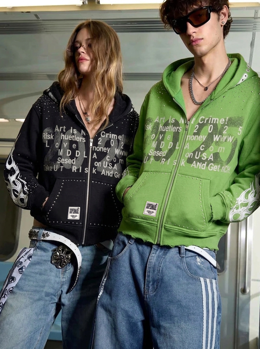 Graphic Streetwear Zip-Up Jacket