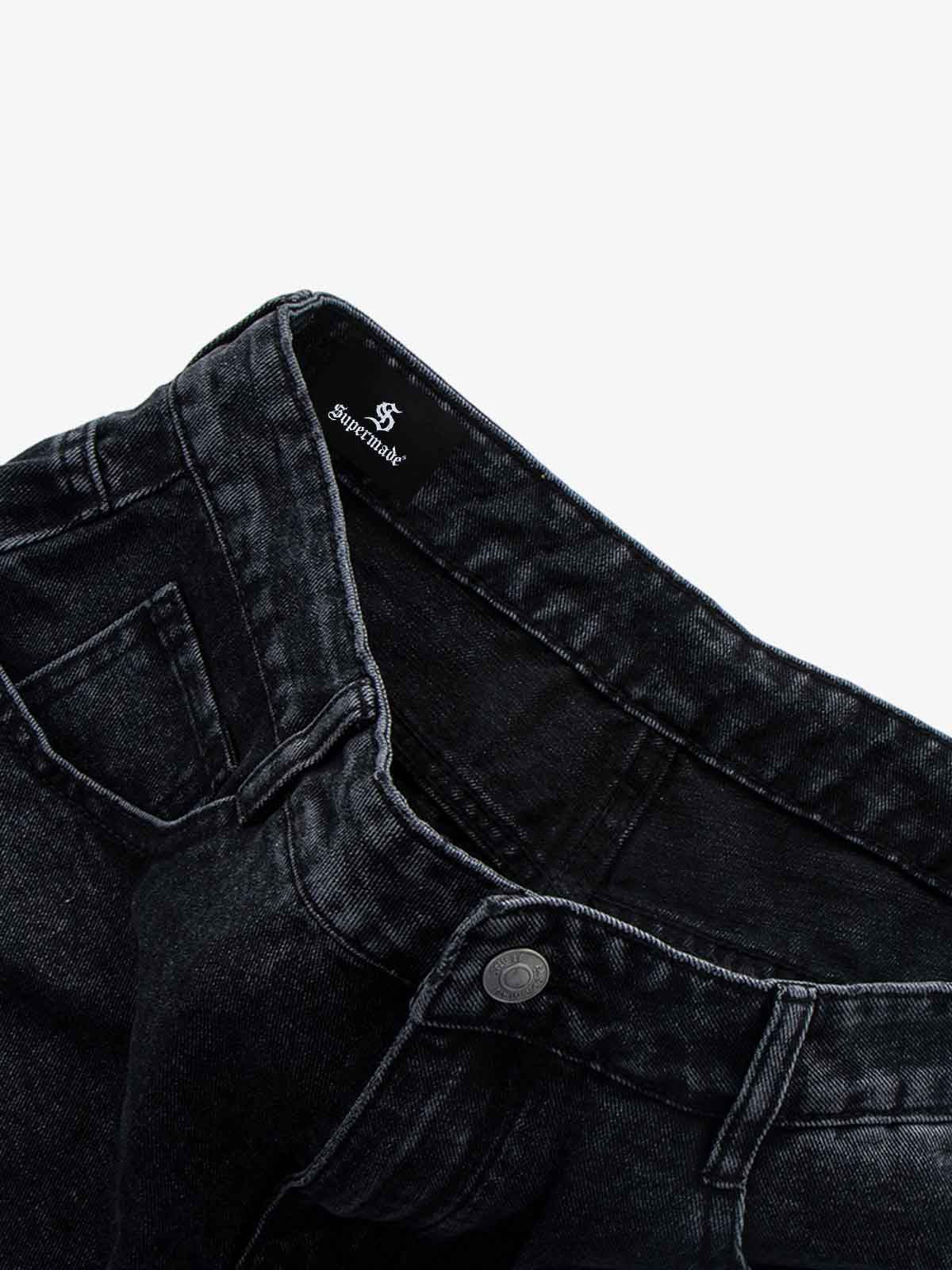 Denim Wide Leg Cropped Pants with White Stripe Design High Waist Fashion Trousers for Women 