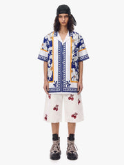 Porcelain Pattern Camp Collar Boxy Shirt 