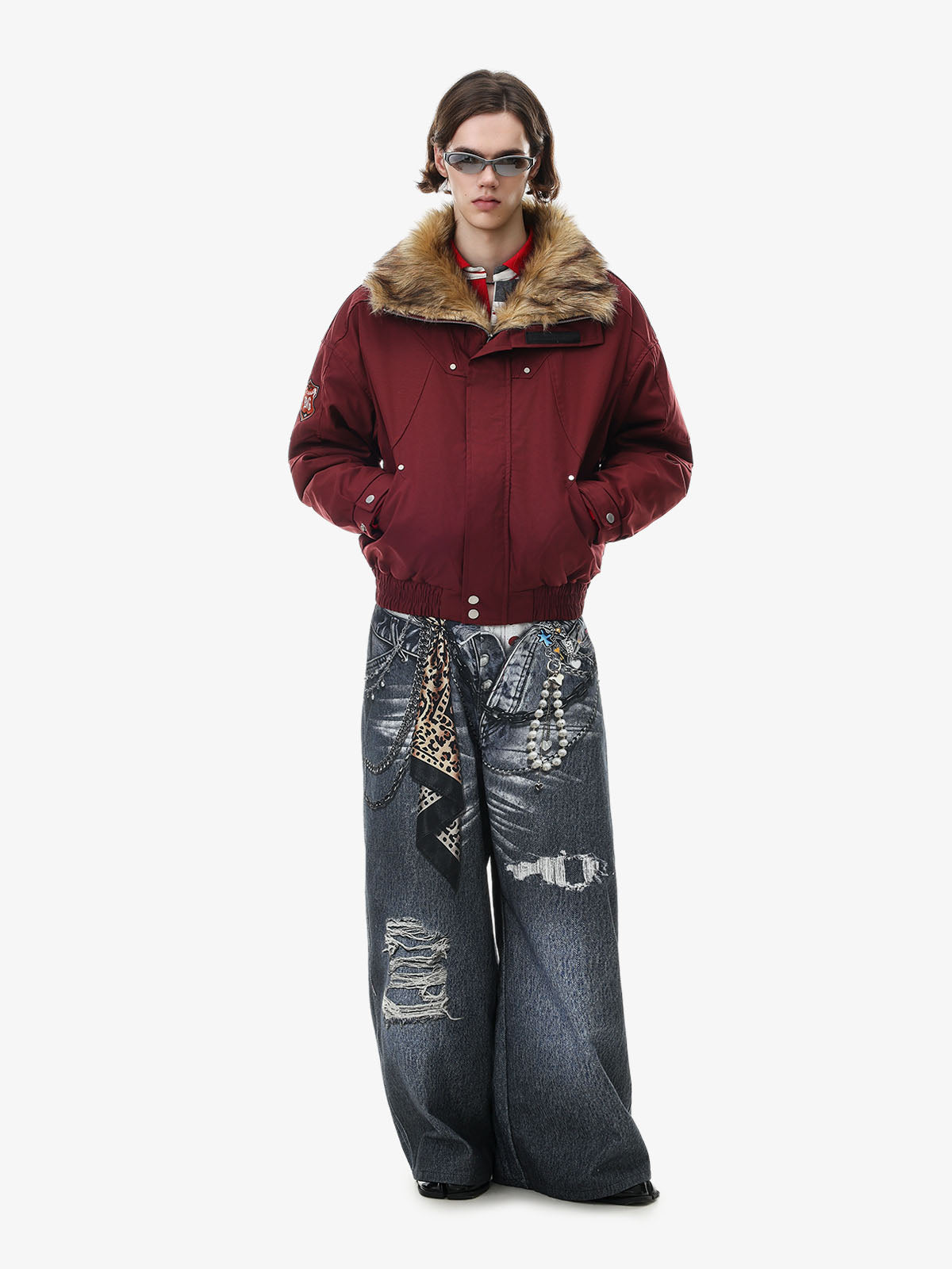 Studded Badge Embroidered Padded Coat