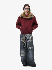 Studded Badge Embroidered Padded Coat