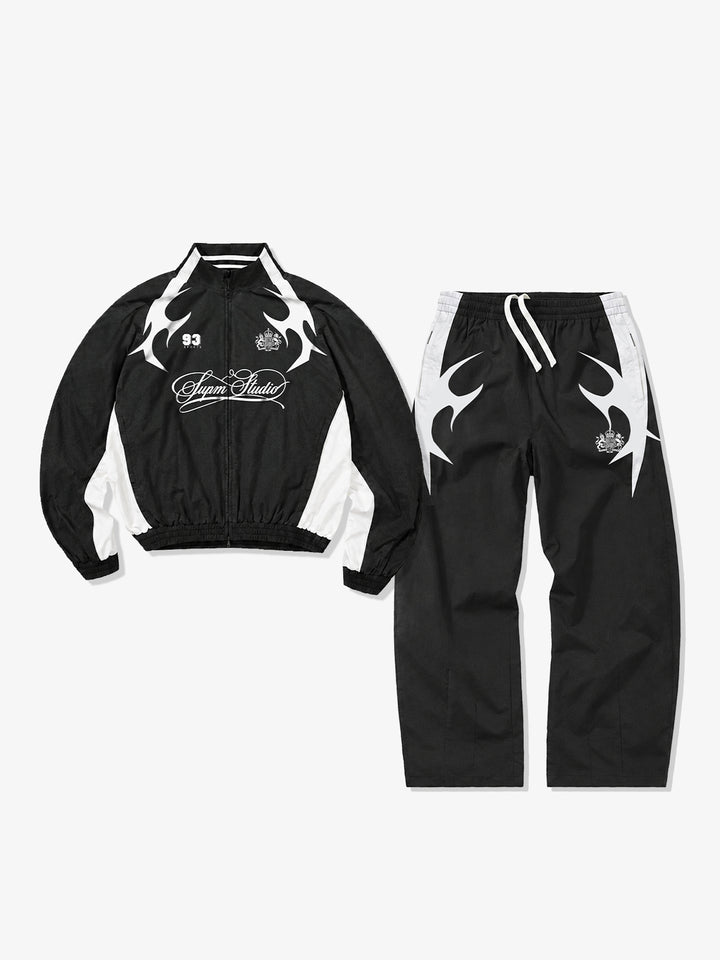 Digital Camo Patchwork Windbreaker & Pants Set