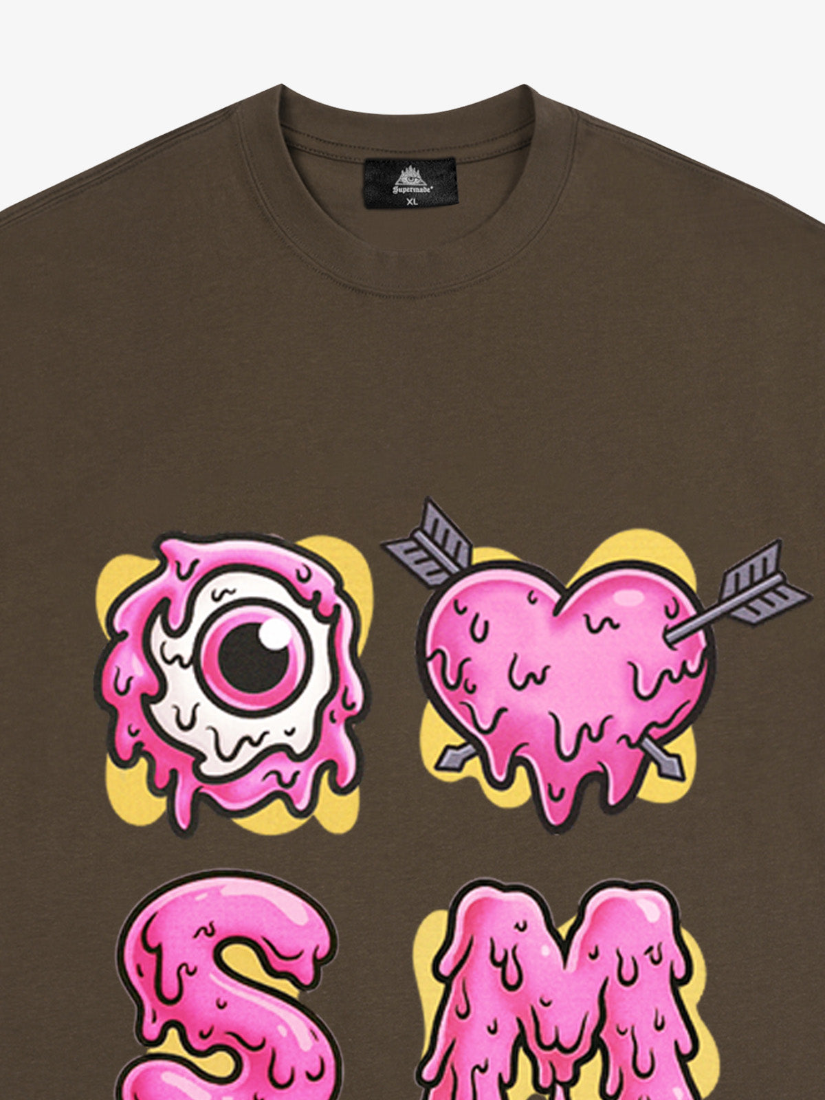 Thesupermade eyeball and love graffiti declaration T-shirt 