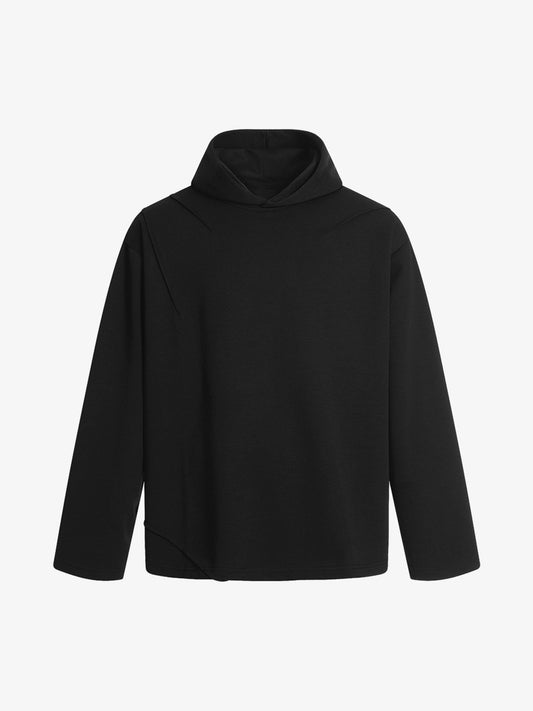 Pleated Asymmetric Hooded Sweatshirt 
