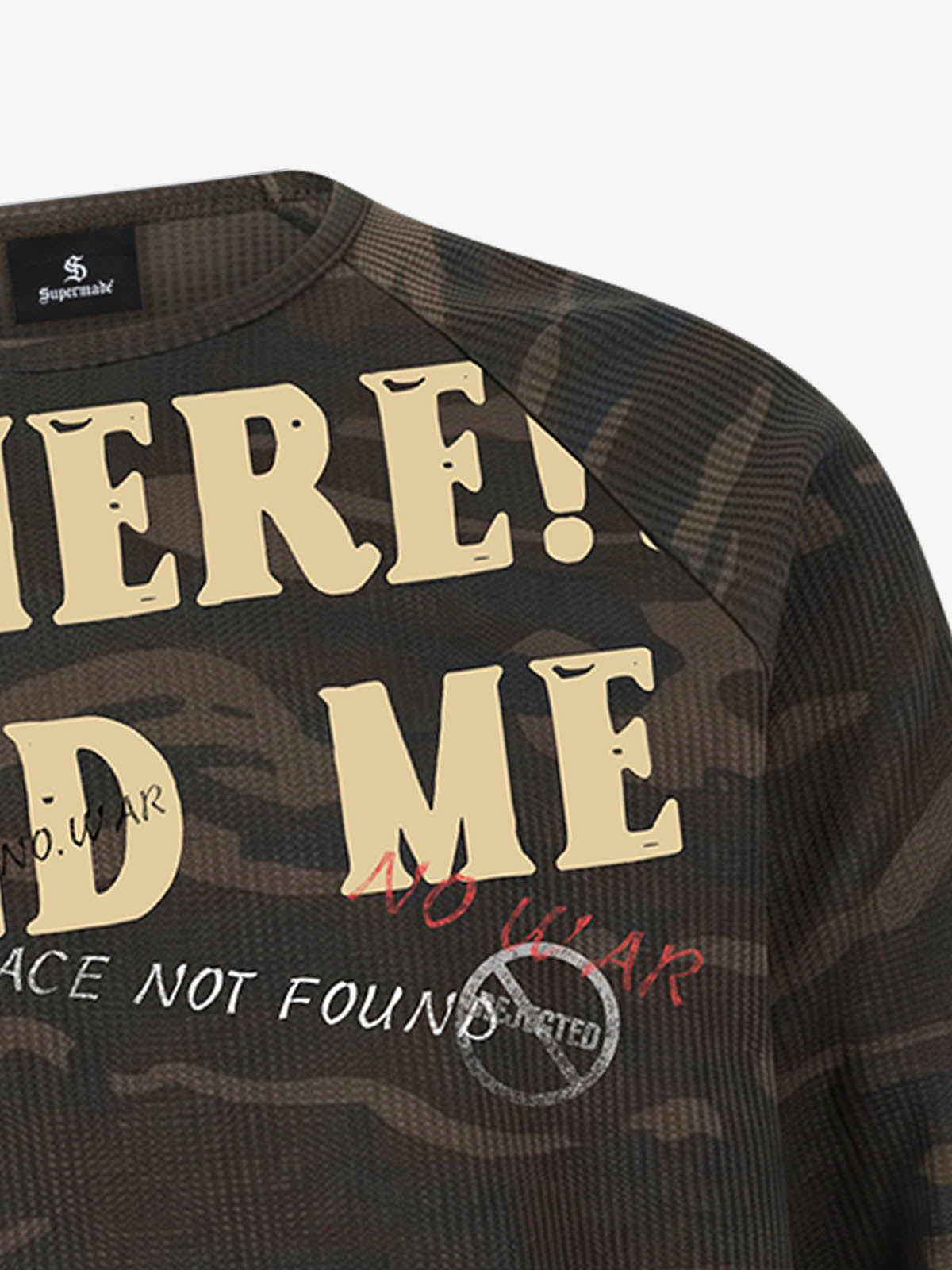 Find Me Graphic Camo Waffle Langarmshirt