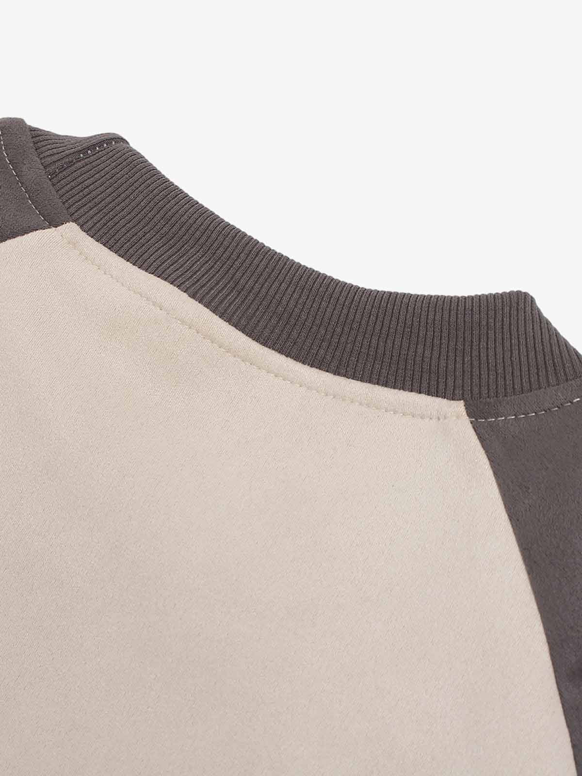 Suede-Touch Embroidered Sport Color-Block T-Shirt 