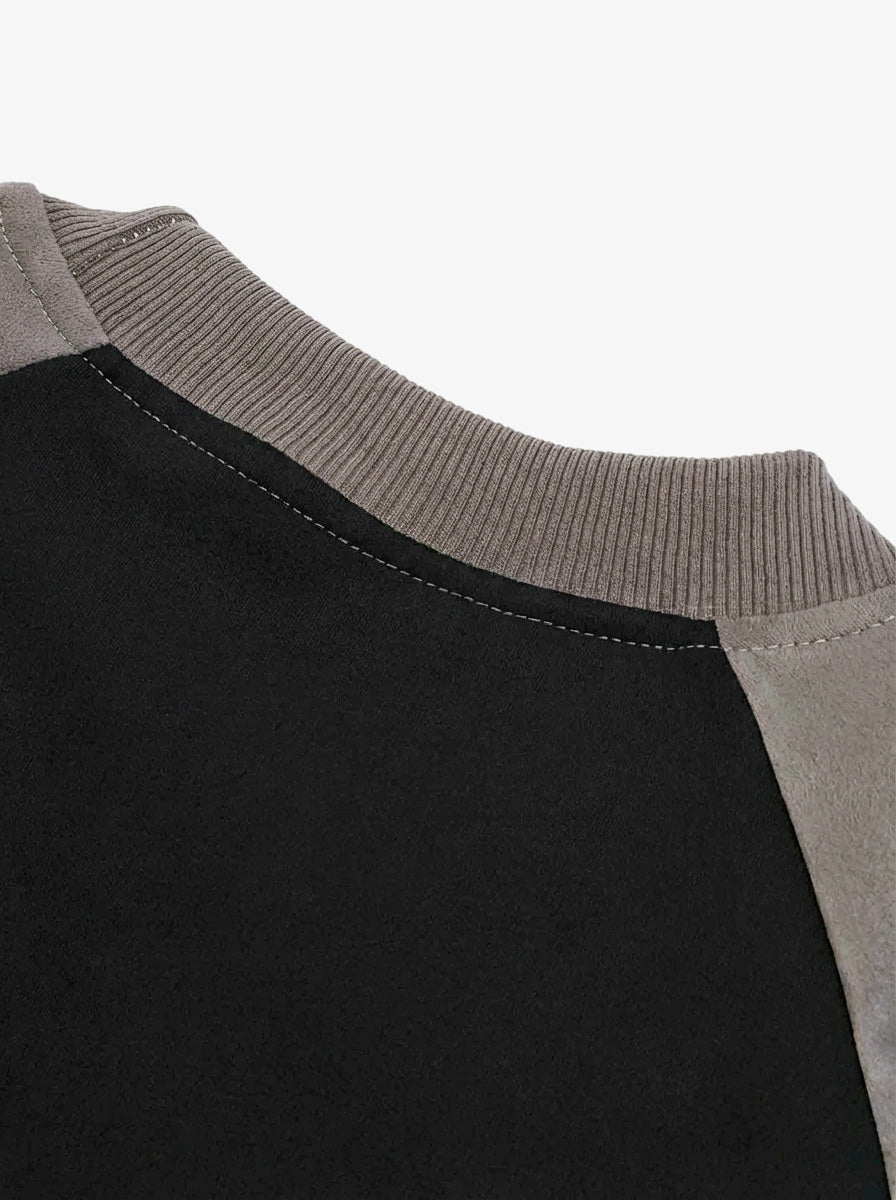 Suede-Touch Embroidered Sport Color-Block T-Shirt 