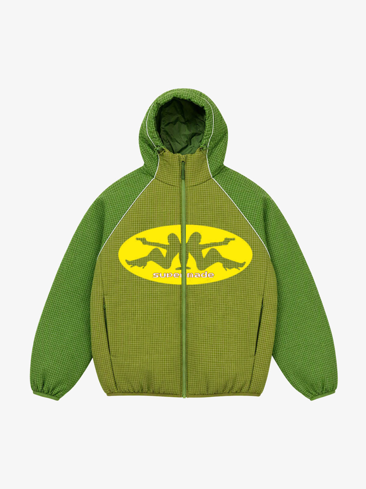 Wing Graphic Color Block Waffle Zip Hoodie