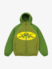 Wing Graphic Color Block Waffle Zip Hoodie