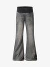 Ribbed Folded Waist Bootcut Jeans