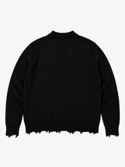 Checkered Jacquard Collar Motorcycle Knit Sweater