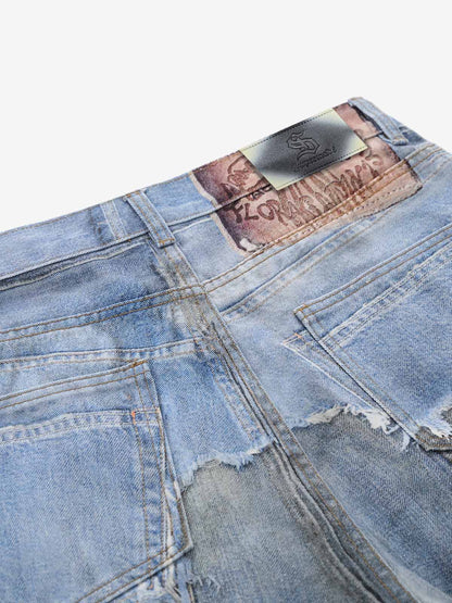 Retro Deconstructed Denim Shorts 