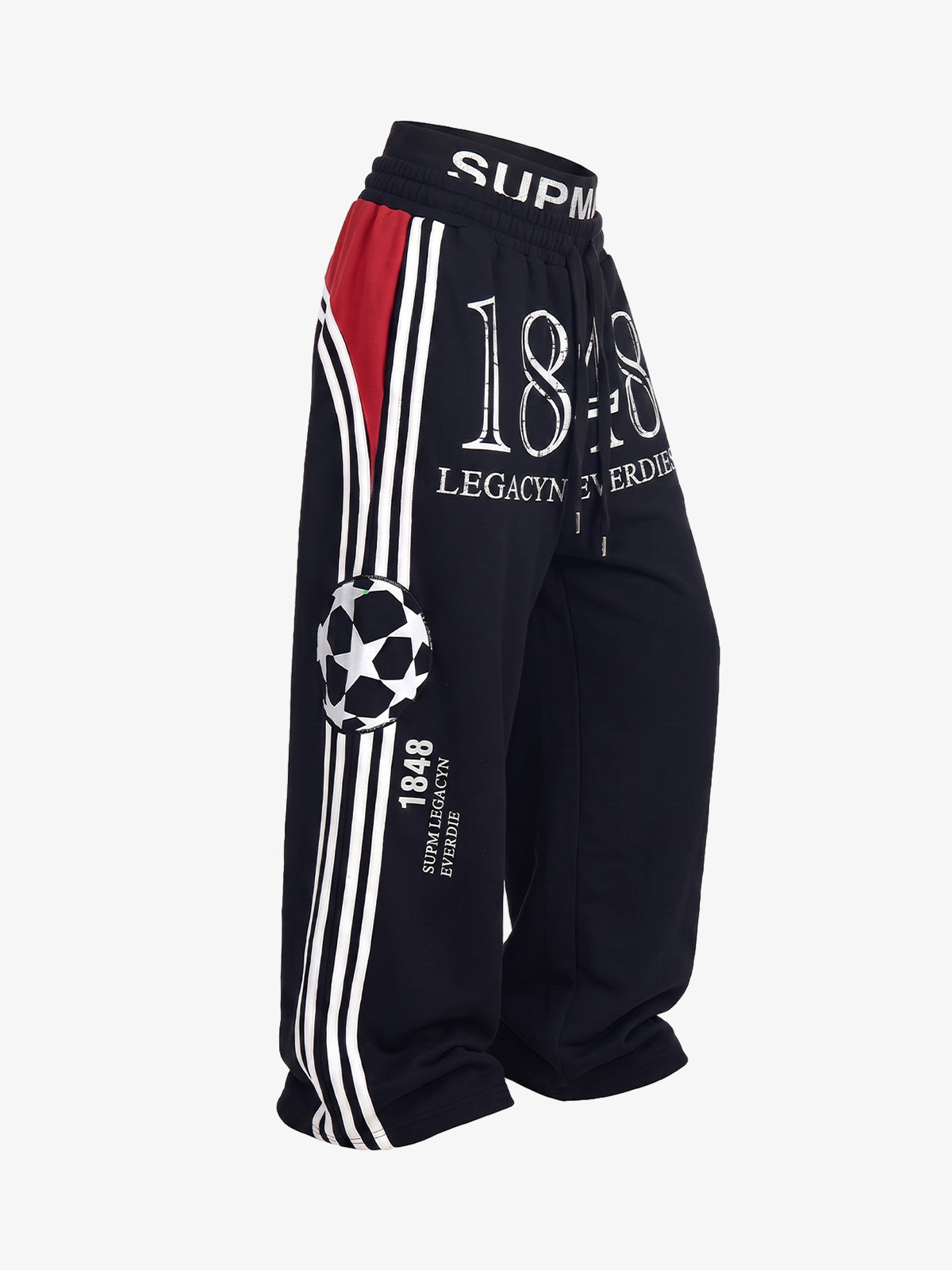 Graphic Color Block Double-Waist Sweatpants