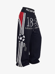 Graphic Color Block Double-Waist Sweatpants