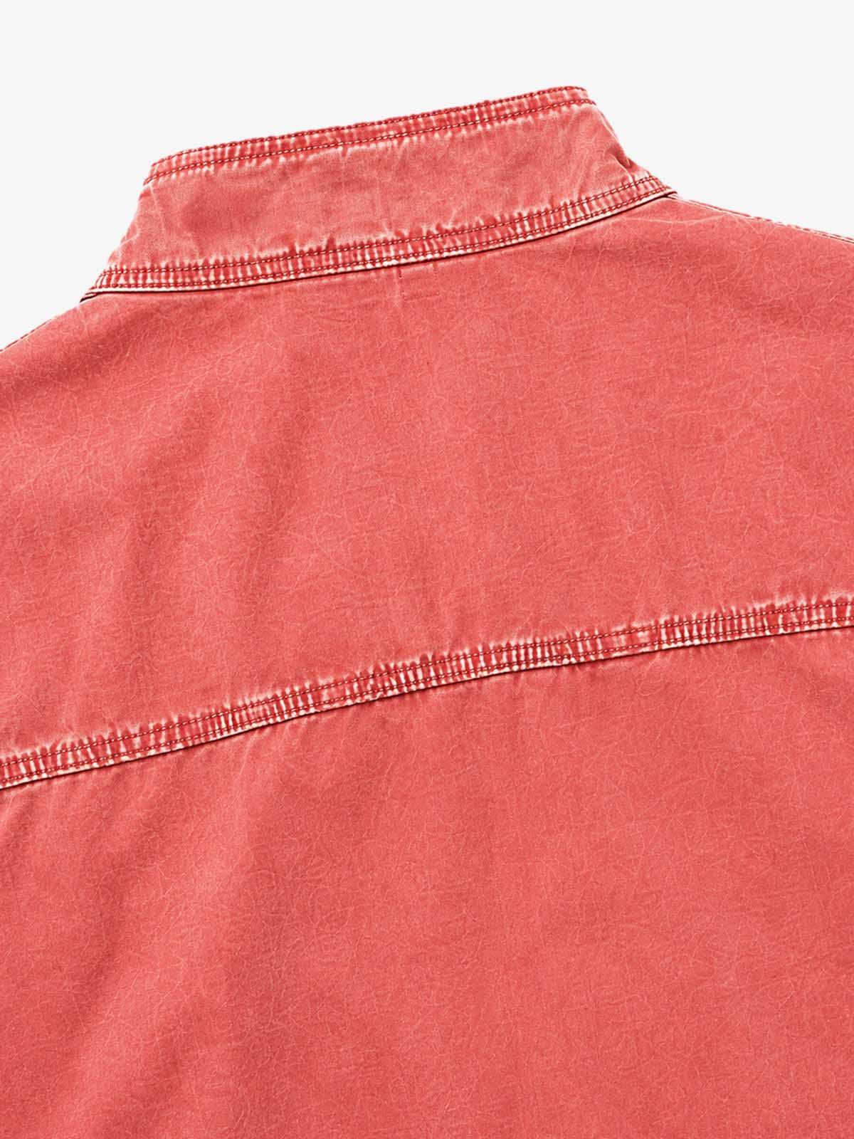 Washed Multi-Pocket Cropped Boxy Biker Jacket