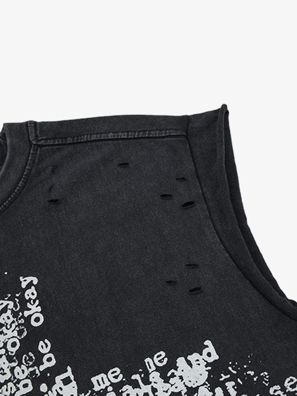 Letter Cross Graphic Distressed Tank Top
