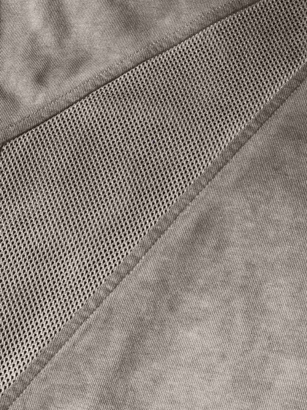 Cotton Blend Oversized Mesh Panel T-Shirt with Crew Neck 