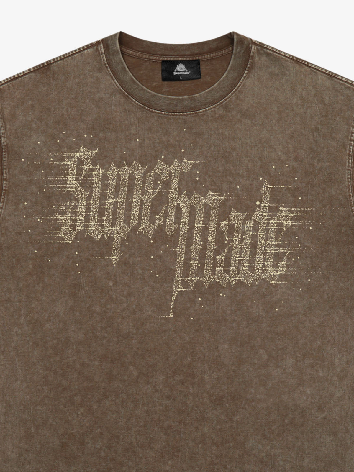 THE SUPERMADE Imitation Diamond Effect LOGO Graphic Tee with Bold Typography Design 