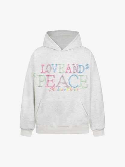 Stylish Hoodie with Embellished "Love and Peace" Design for Everyday Wear 