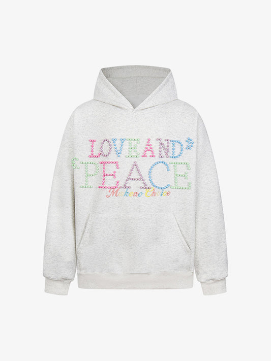 Stylish Hoodie with Embellished "Love and Peace" Design for Everyday Wear 