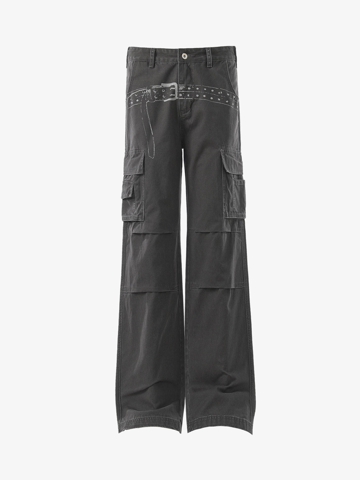 Vintage Belt Print Cargo Pants
