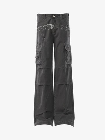 Vintage Belt Print Cargo Pants