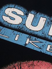 Cotton Waffle Knit Graphic T-Shirt with The Supermade Records Print for Men 