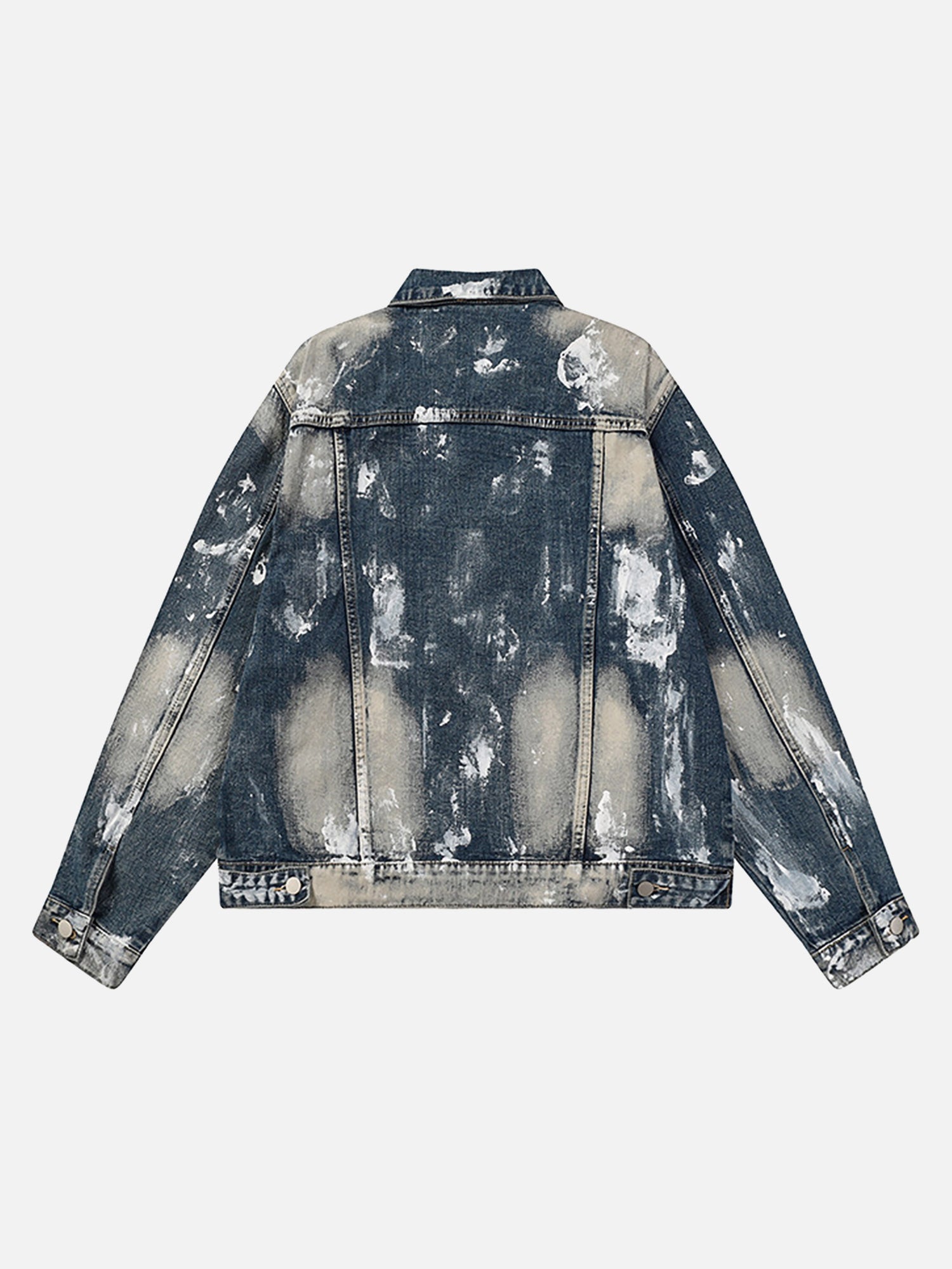 Thesupermade American Street Fashion Heavy Industry Washed Contrast Denim Jacket