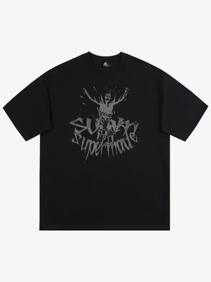 THE SUPERMADE TRENDY STREET OLD-FASHIONER SKULL PRINT T-SHIRT 