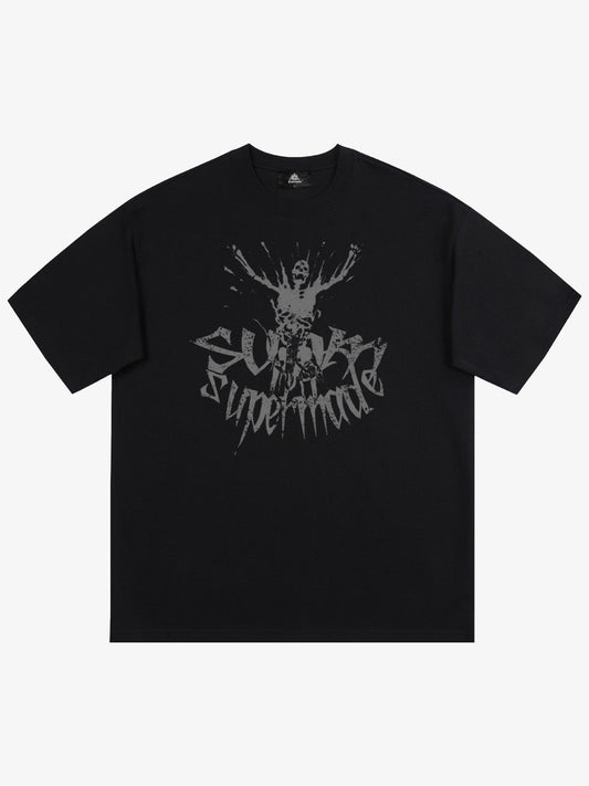 THE SUPERMADE TRENDY STREET OLD-FASHIONER SKULL PRINT T-SHIRT 