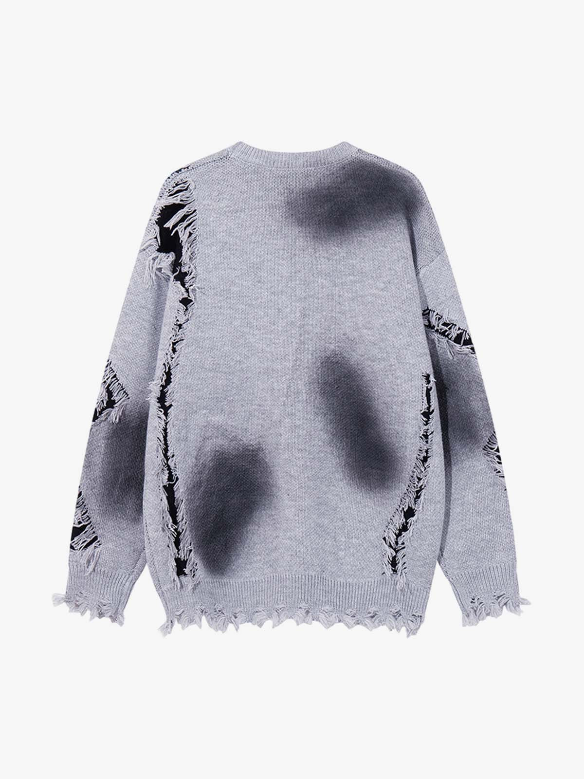 Raw Edge Damaged Dirty Dyed Niche  Sweatshirt 