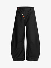 Adjustable Side Buttons Barrel Pants 