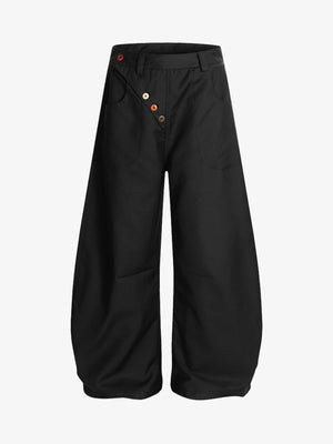 Adjustable Side Buttons Barrel Pants 