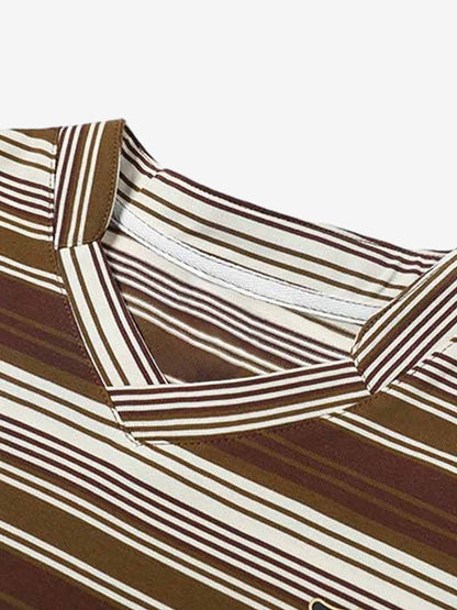 Striped V-Neck Long Sleeve Top for Casual and Sporty Looks 