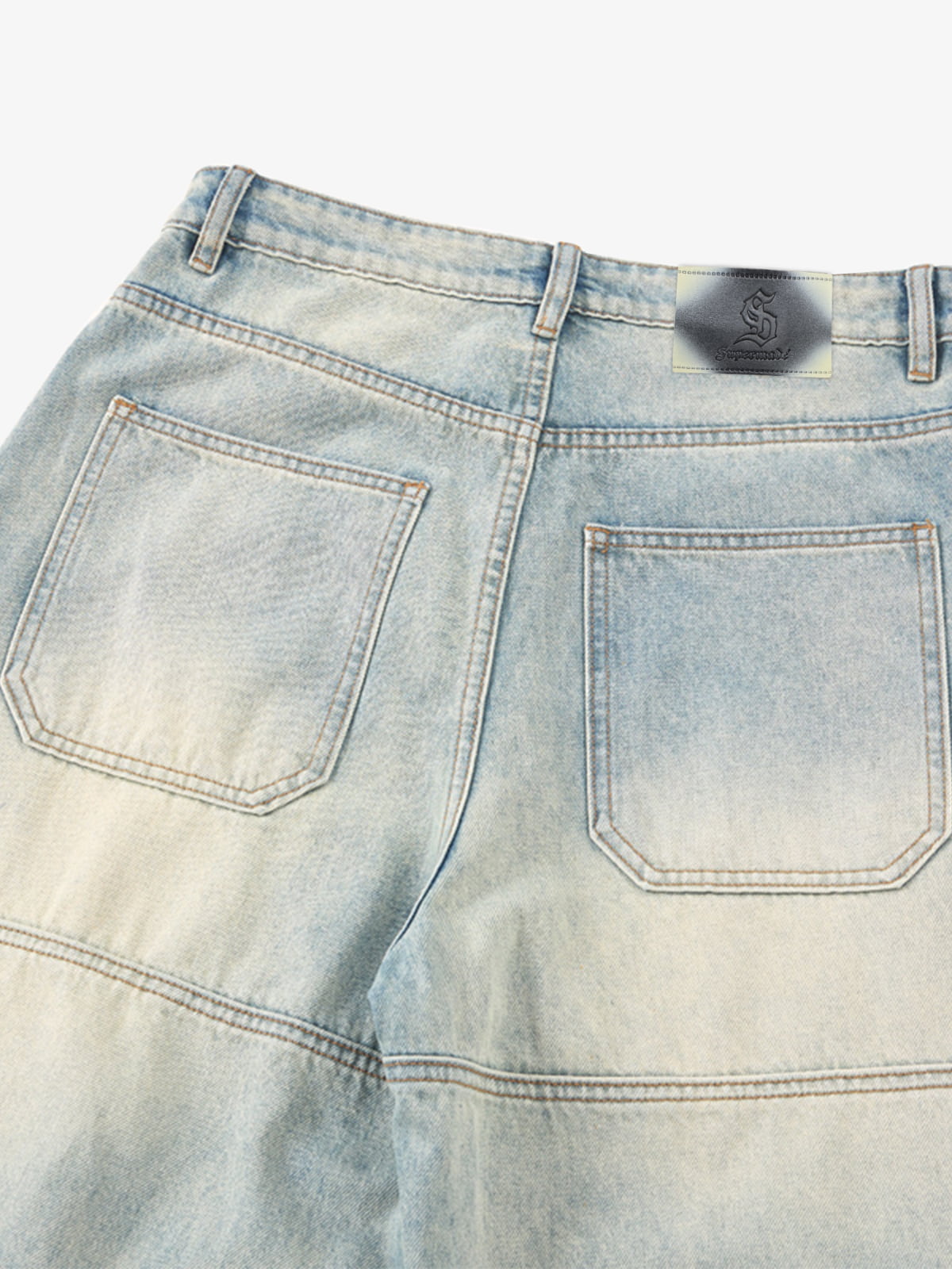 Wide-Leg Denim Trousers with Unique Patchwork Design for Modern Fashionistas 