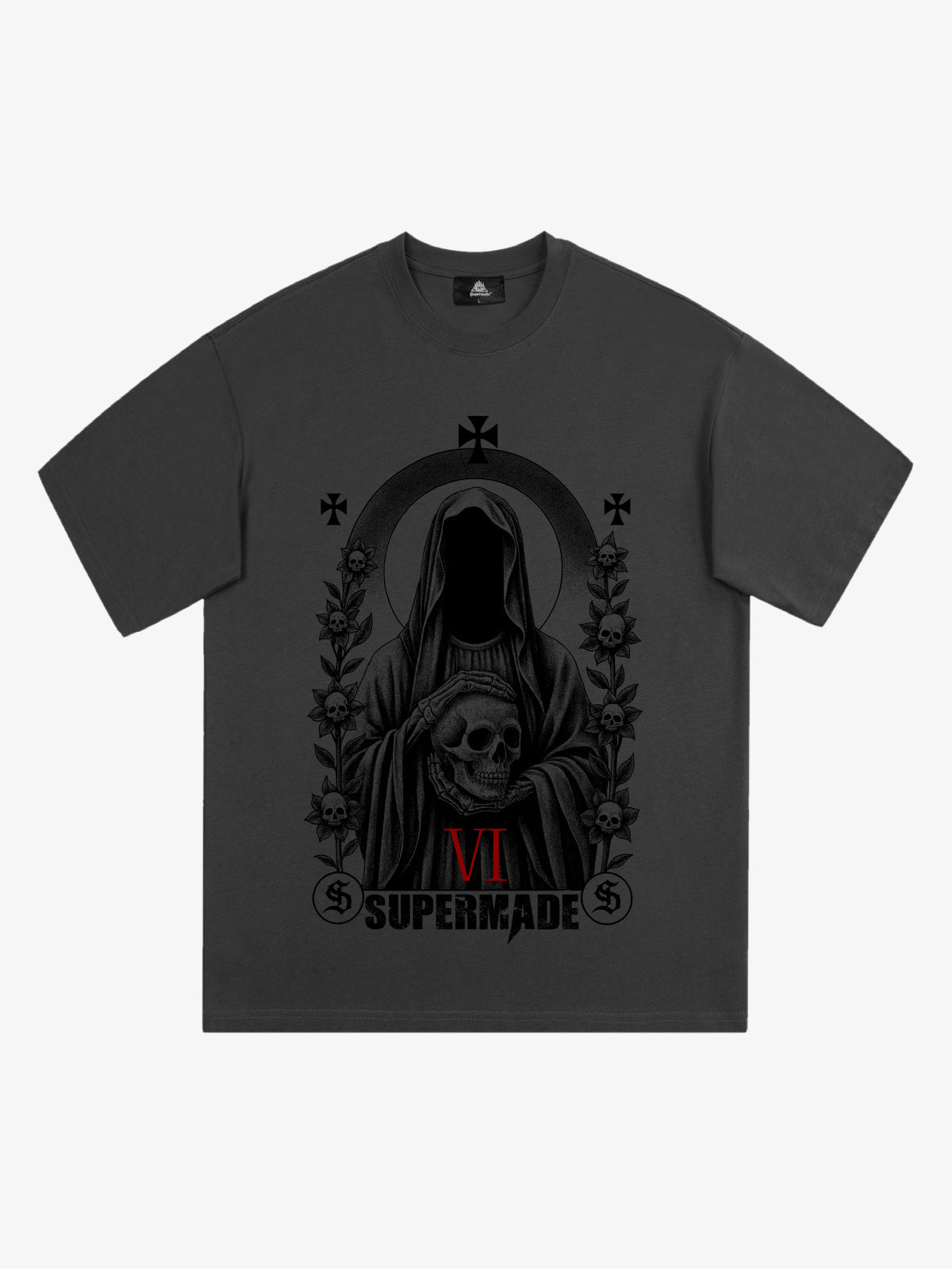 Thesupermade Dark Gothic Headless Skull Death T-shirt 