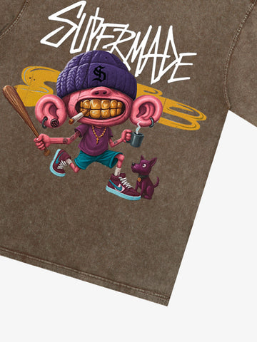 Thesupermade Cartoon Graffiti Trendy Weird Kid T-Shirt 