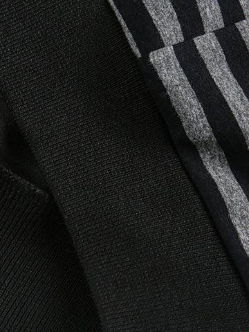 Detachable Fur Collar Striped Zip Up Hoodie 