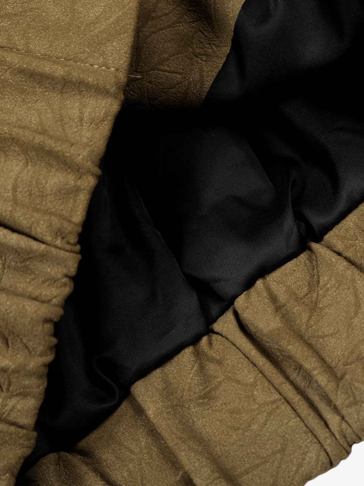 Textured Faux Leather Stand Collar Metal Buckle Jacket