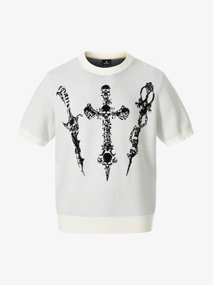 Gothic Cross Graphic Knit T Shirt