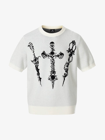 Gothic Cross Graphic Knit T Shirt