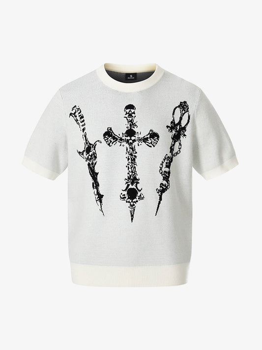 Gothic Cross Graphic Knit T Shirt